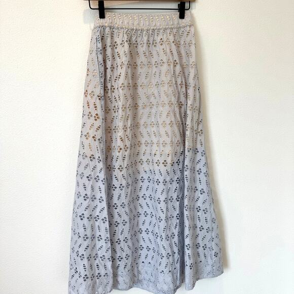 Lilla P Blue Eyelet Side Button Cotton Midi Skirt Hyacinth NEW Size Small - Picture 10 of 12